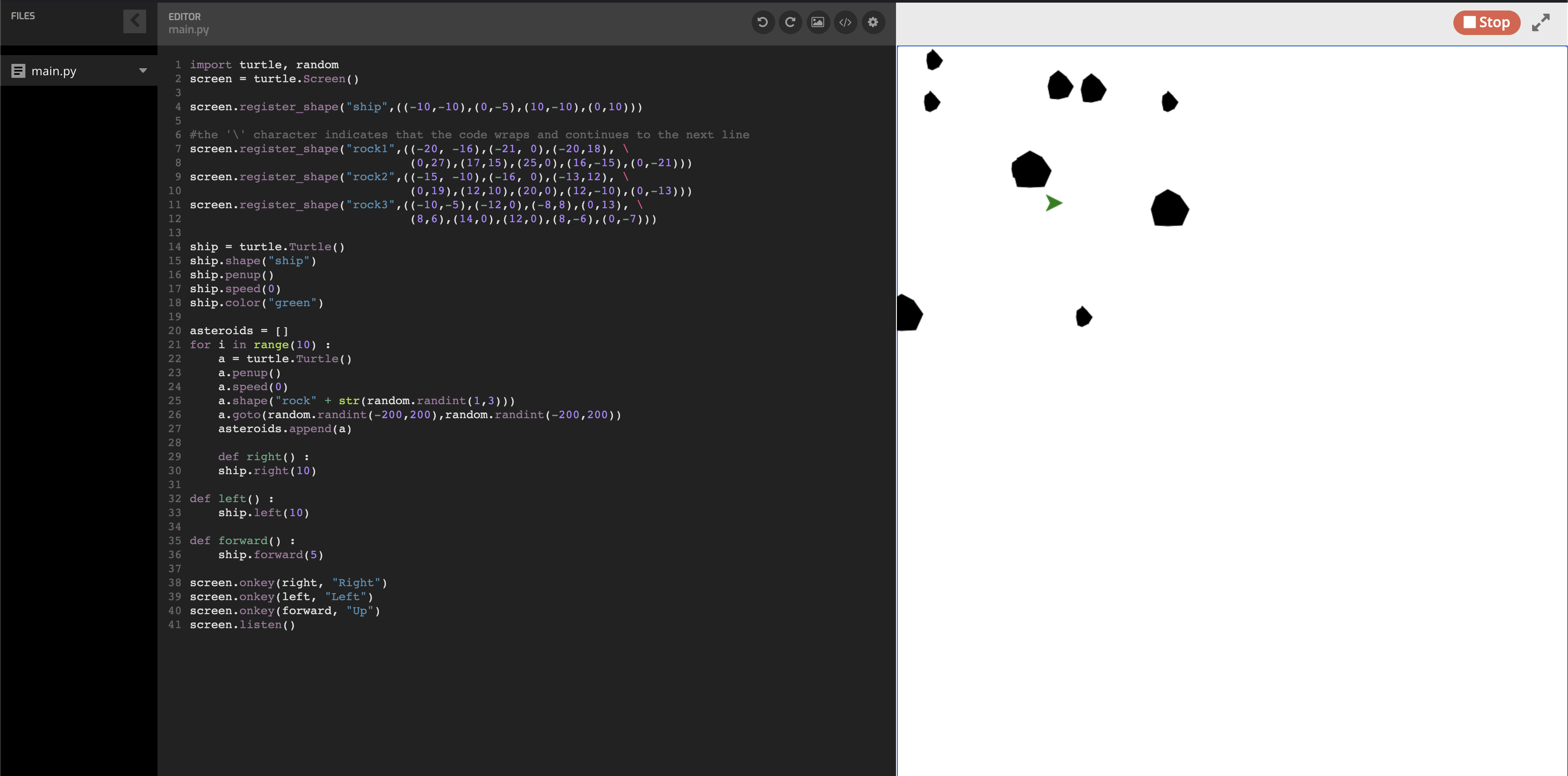 Build an Asteroid game with Python.